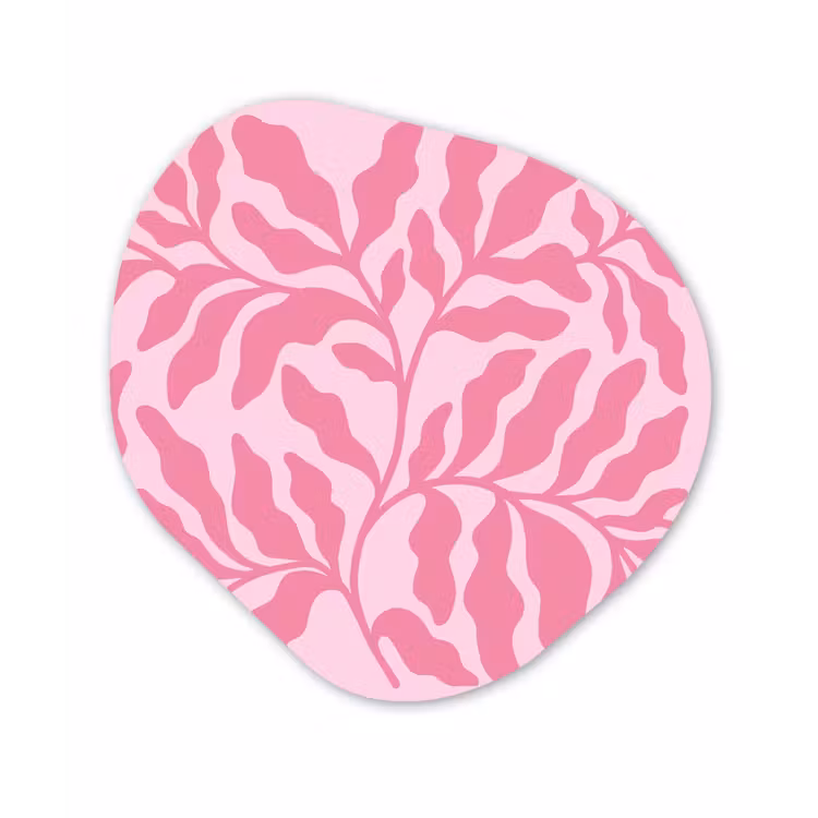 Planten - Organisch - Abstract - Modern - Roze Wandcirkel Organisch Aluminium middel -3d