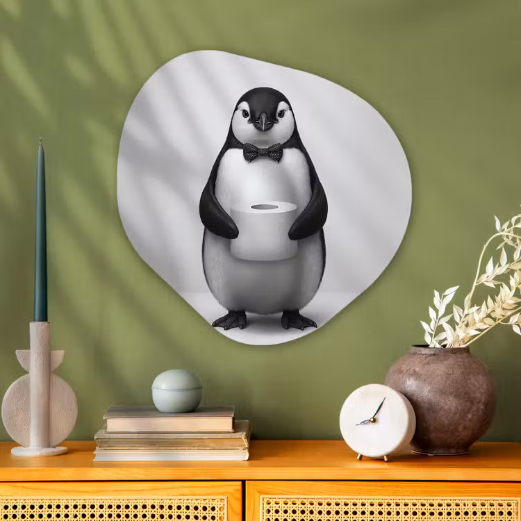 Pinguïn - WC rol - Wit Wandcirkel Organisch Aluminium middel -sfeer2
