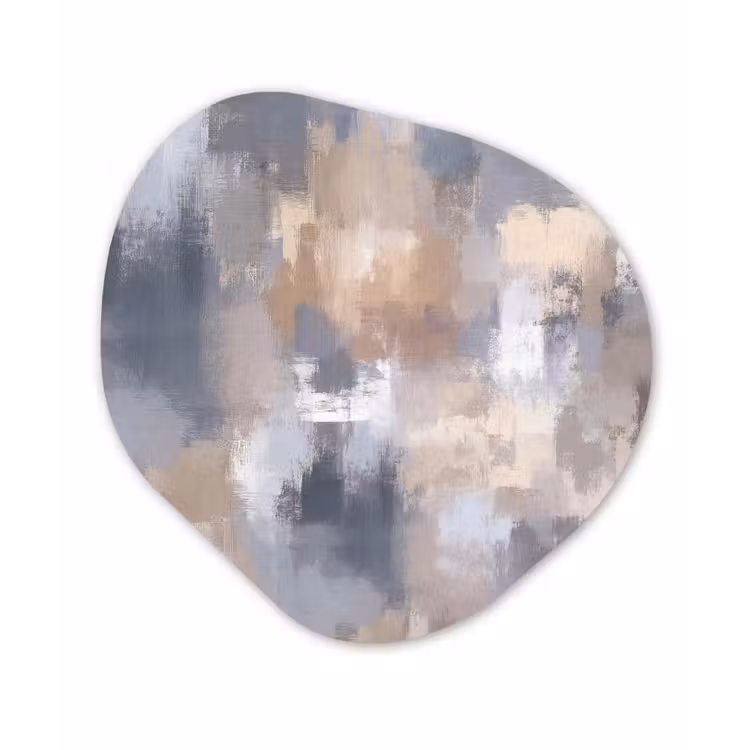 Penseelstreken - Schilderij - Beige Wandcirkel Organisch Aluminium middel -3d