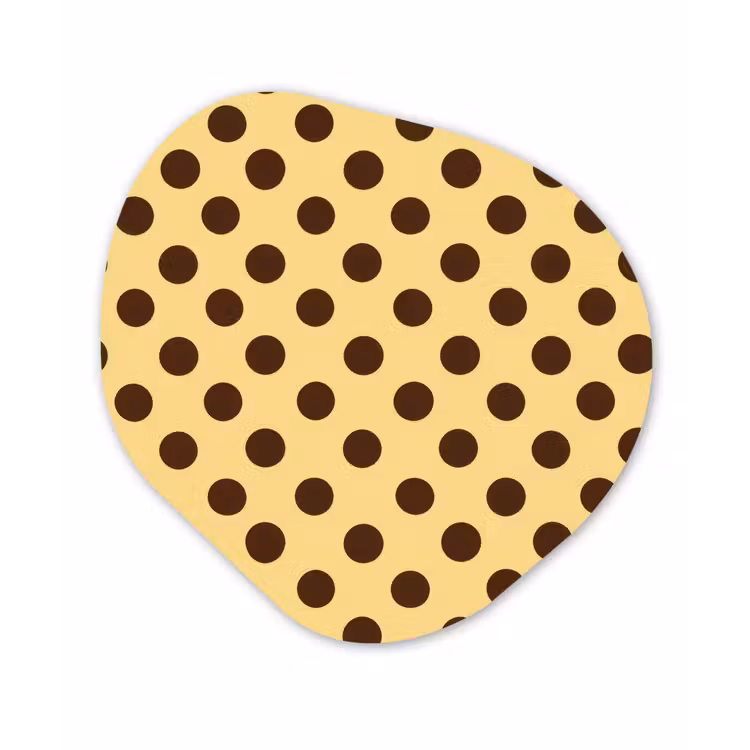 Polka Dot - Stippen - Retro - Geel - Bruin Wandcirkel Organisch Aluminium middel 851 -3d