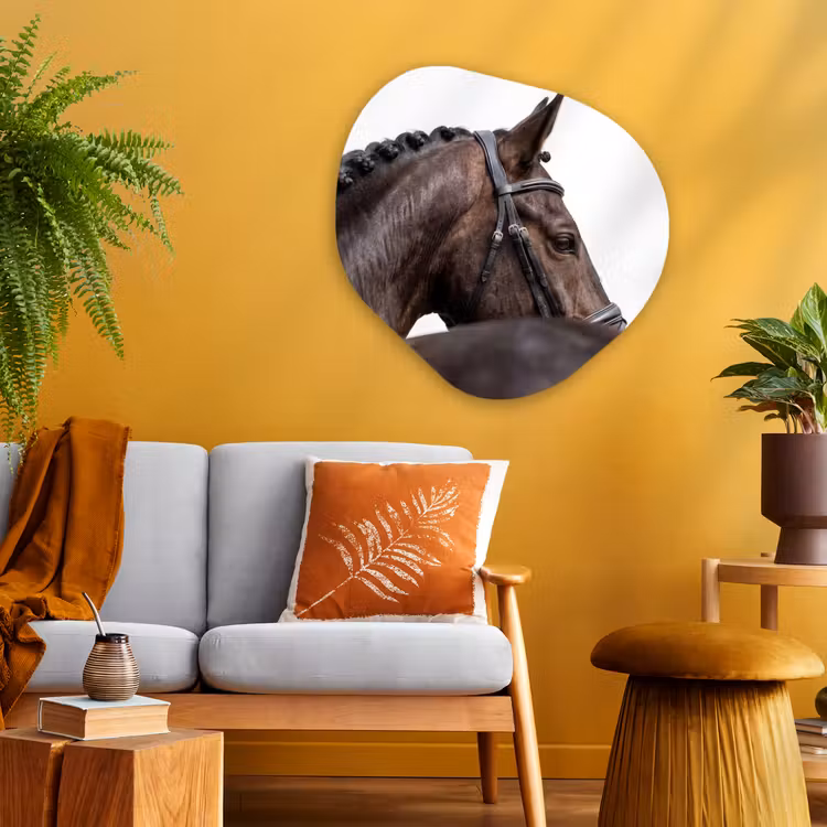 Portret - Paard - Elegant Wandcirkel Organisch Aluminium middel -sfeer4