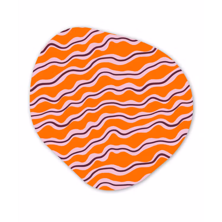 Retro - Golvend - Oranje Wandcirkel Organisch Aluminium middel 851 -3d