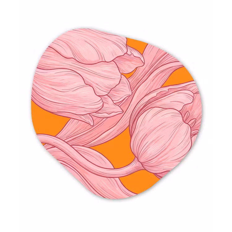 Alu-Dibond-Bild Organische Form - Rosa Blumen – Modern - Roze bloemen - Modern Wandcirkel Organisch Aluminium middel