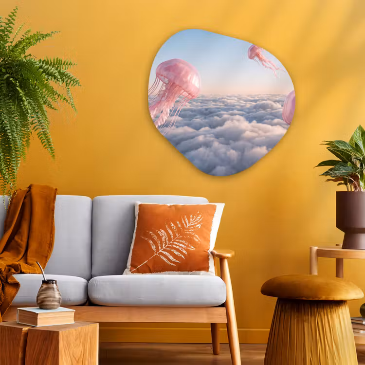Alu-Dibond-Bild Organische Form - Rosa Tier – Wolken — 3