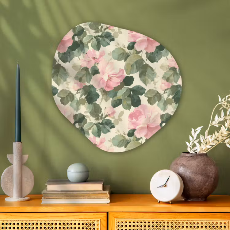 Rozen - Botanisch - Roze Wandcirkel Organisch Aluminium middel 851 -sfeer2