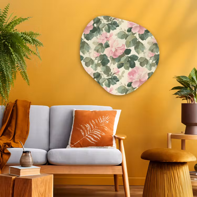 Rozen - Botanisch - Roze Wandcirkel Organisch Aluminium middel 851 -sfeer4
