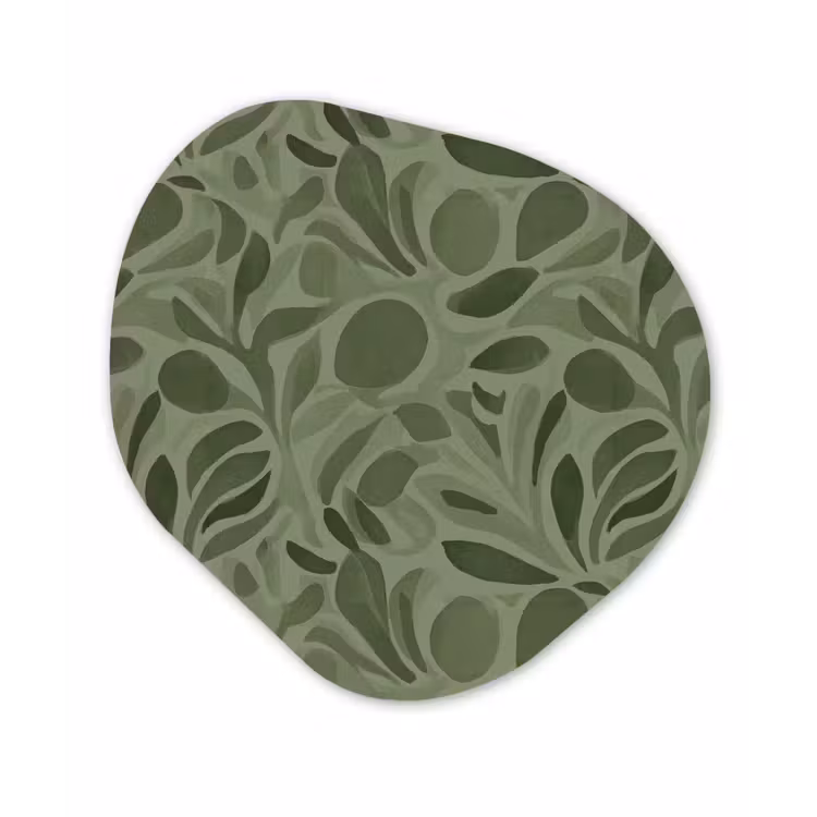 Sereen - Bladeren - Groen Wandcirkel Organisch Aluminium middel 851 -3d