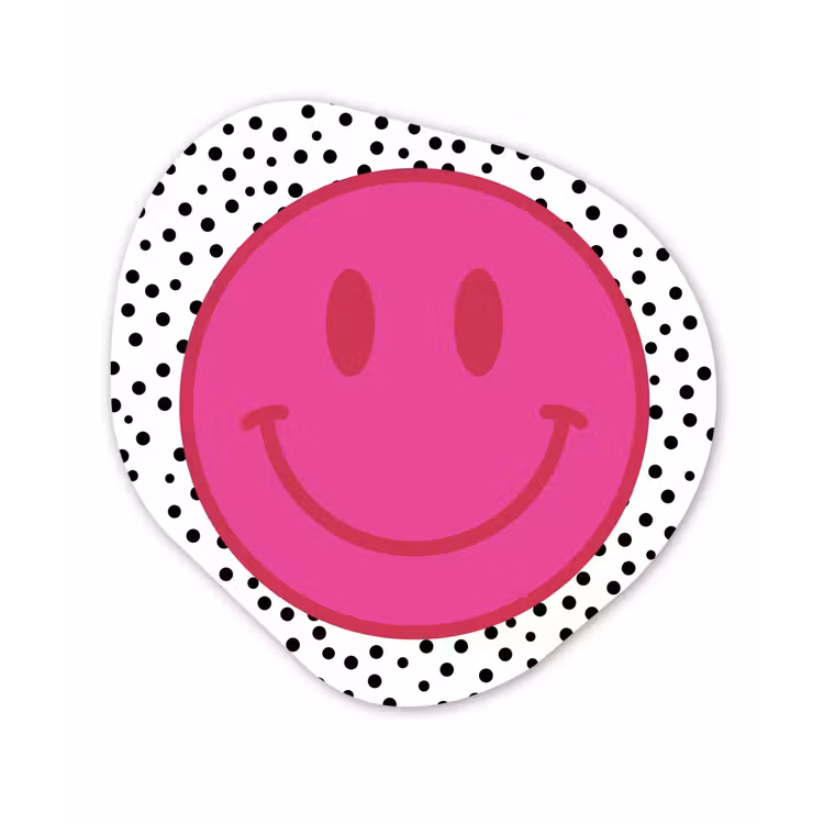 Smiley - Roze - Stippen Wandcirkel Organisch Aluminium middel -3d