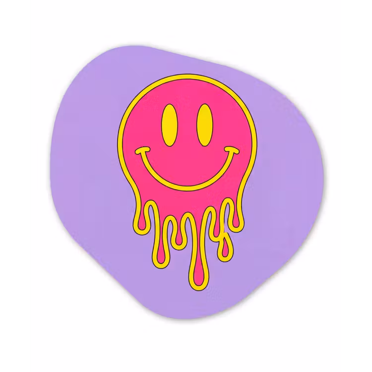 Smiley - Drip - Neon Wandcirkel Organisch Aluminium middel -3d