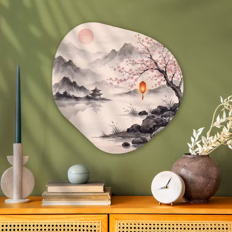 Zon - Japans - Traditioneel Wandcirkel Organisch Aluminium middel -sfeer2