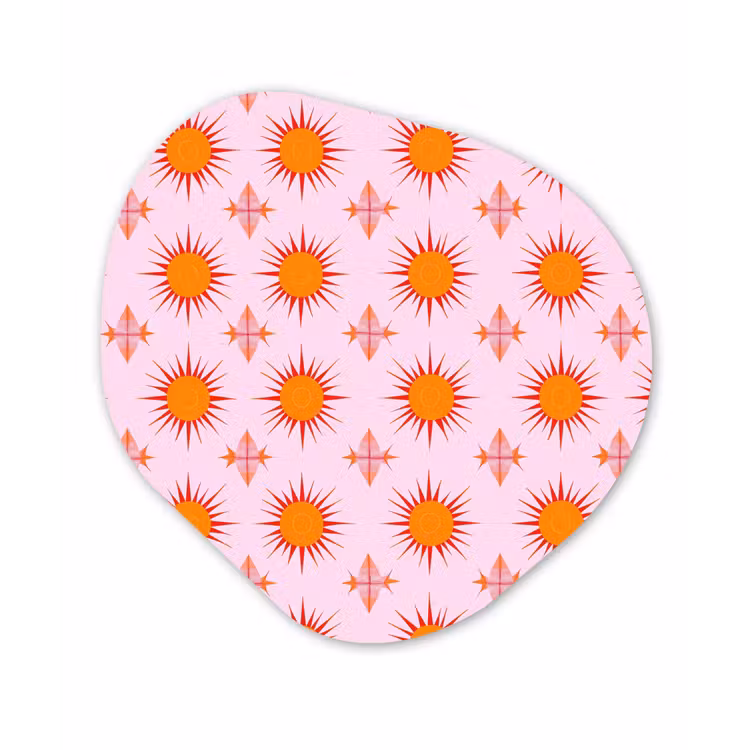 Zon - Patroon - Roze Wandcirkel Organisch Aluminium middel 851 -3d