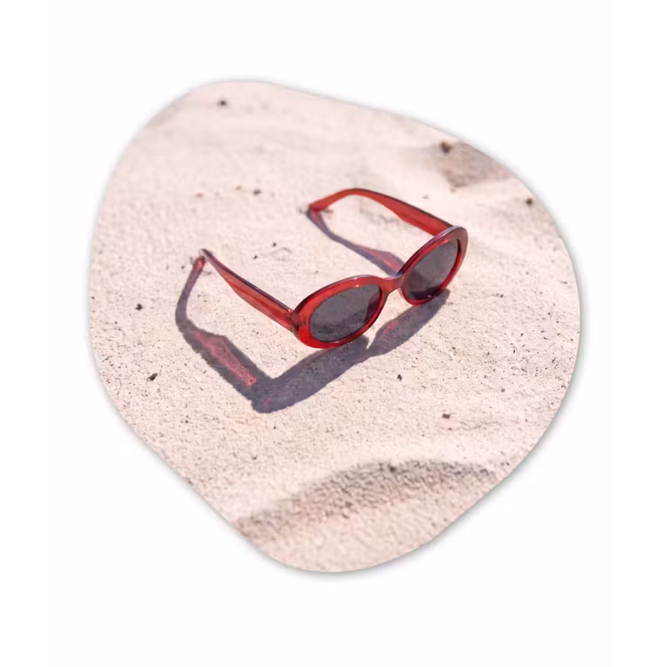 Zonnebril - Strand - Vakantie - Rood Wandcirkel Organisch Aluminium middel -3d
