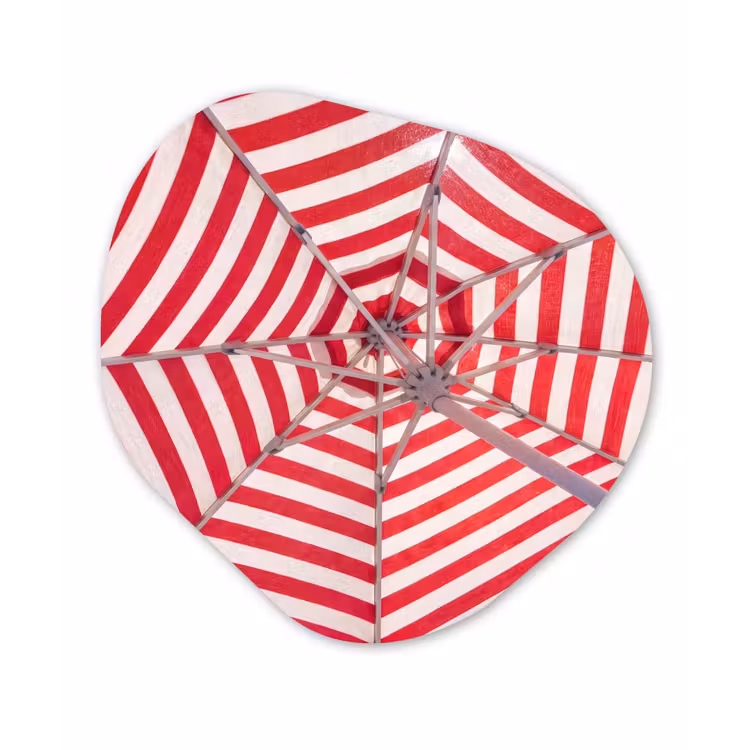 Parasol - Strepen - Zomer - Rood - Blauw Wandcirkel Organisch Aluminium middel -3d