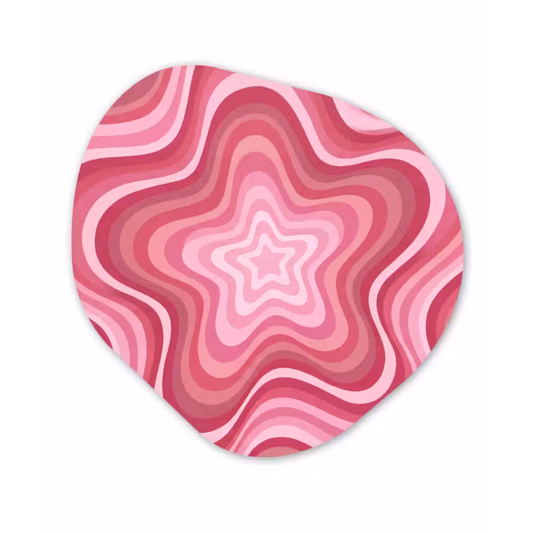 Ster - Golvend - Abstract - Roze Wandcirkel Organisch Aluminium middel -3d