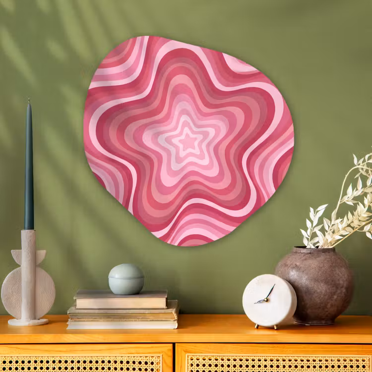 Ster - Golvend - Abstract - Roze Wandcirkel Organisch Aluminium middel -sfeer2