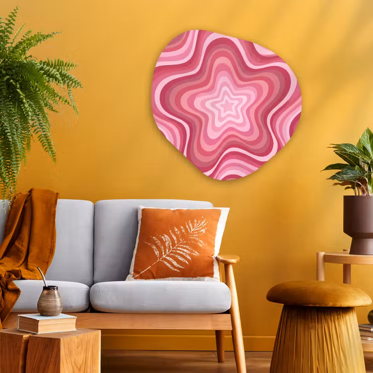 Ster - Golvend - Abstract - Roze Wandcirkel Organisch Aluminium middel -sfeer4