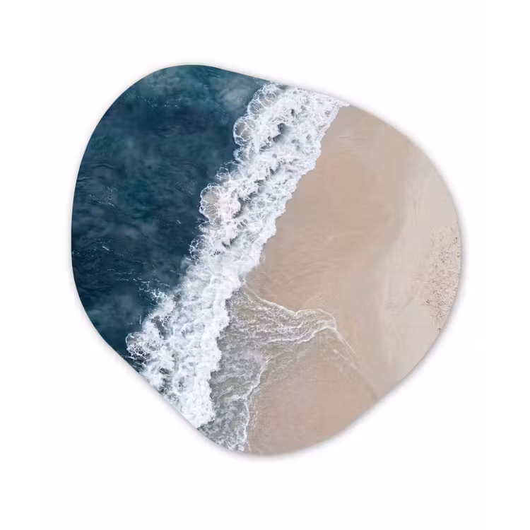 Strand - Zee - Golven Wandcirkel Organisch Aluminium middel -3d