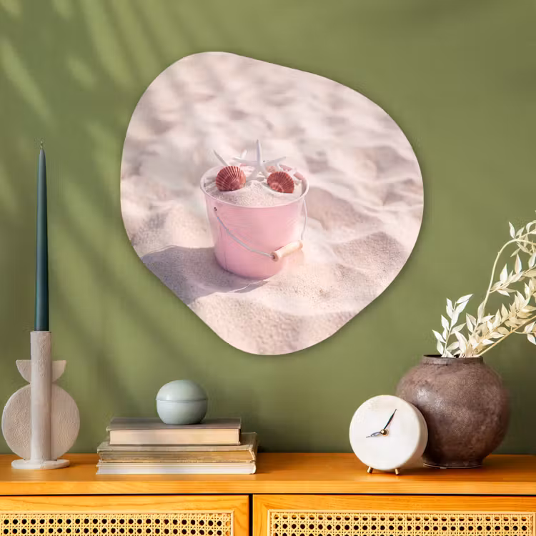 Strand - Schelpen - Zomer - Roze - Decoratie Wandcirkel Organisch Aluminium middel -sfeer2