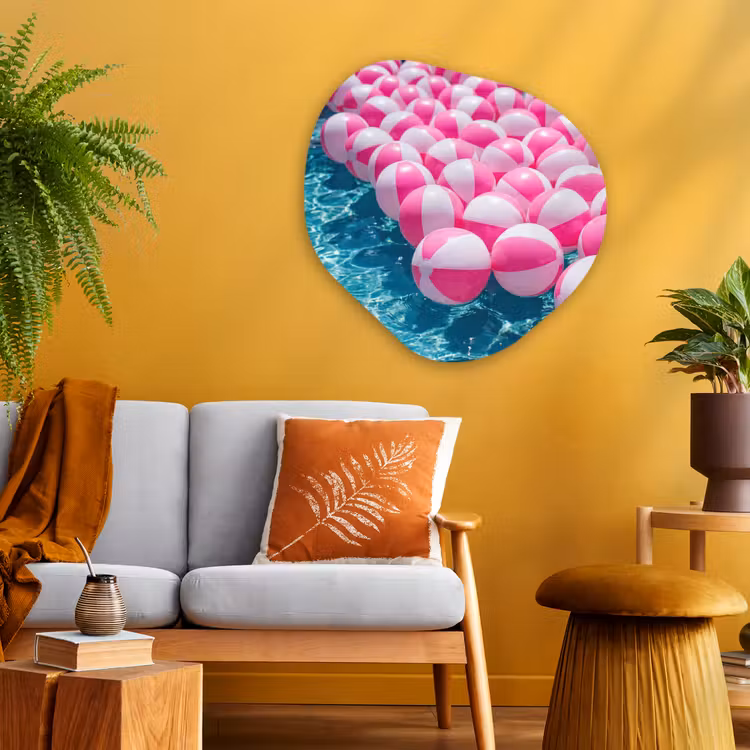 Strandballen - Roze - Water Wandcirkel Organisch Aluminium middel -sfeer4