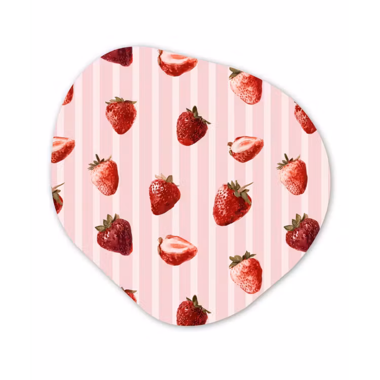 Strepen - Aardbei - Roze Wandcirkel Organisch Aluminium middel 851 -3d