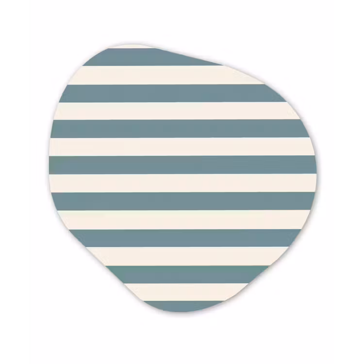 Strepen - Modern - Blauw Wandcirkel Organisch Aluminium middel 851 -3d