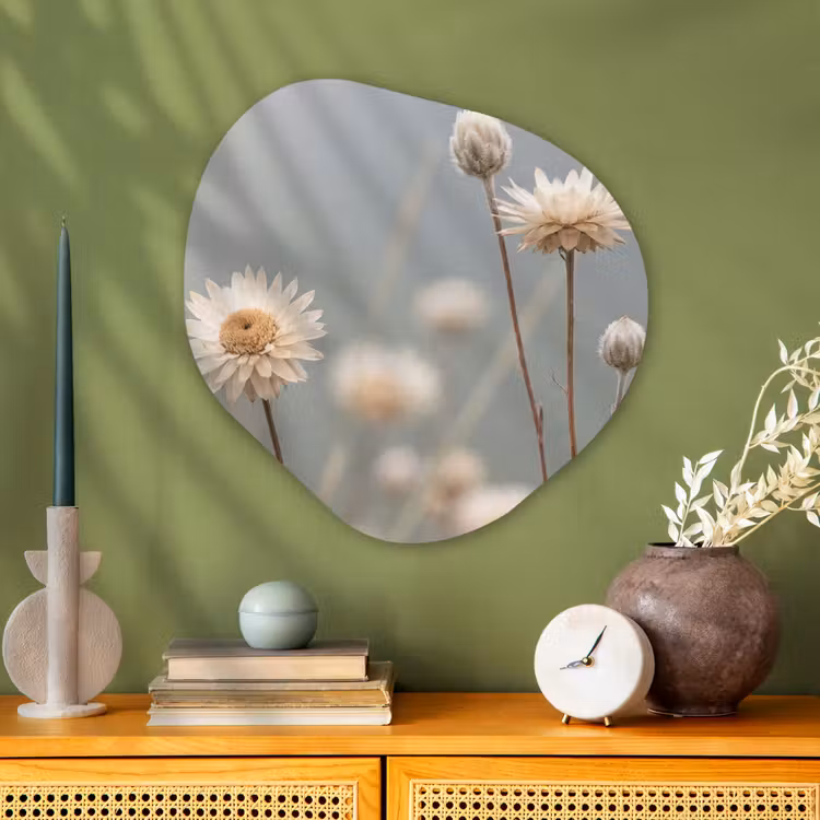 Strobloemen - Wit - Daglicht Wandcirkel Organisch Aluminium middel -sfeer2