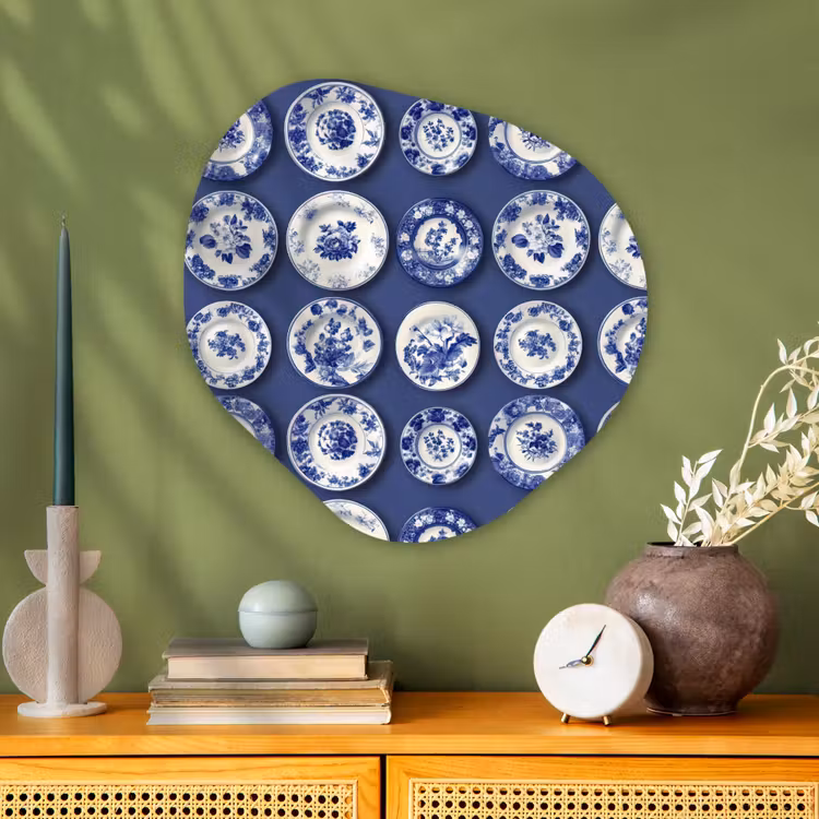 Borden - Floraal - Blauw Wandcirkel Organisch Aluminium middel 851 -sfeer2