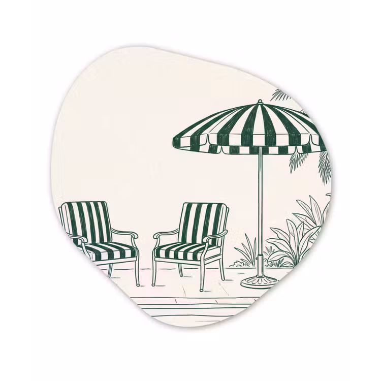 Terras - Illustratie - Groen Wandcirkel Organisch Aluminium middel -3d