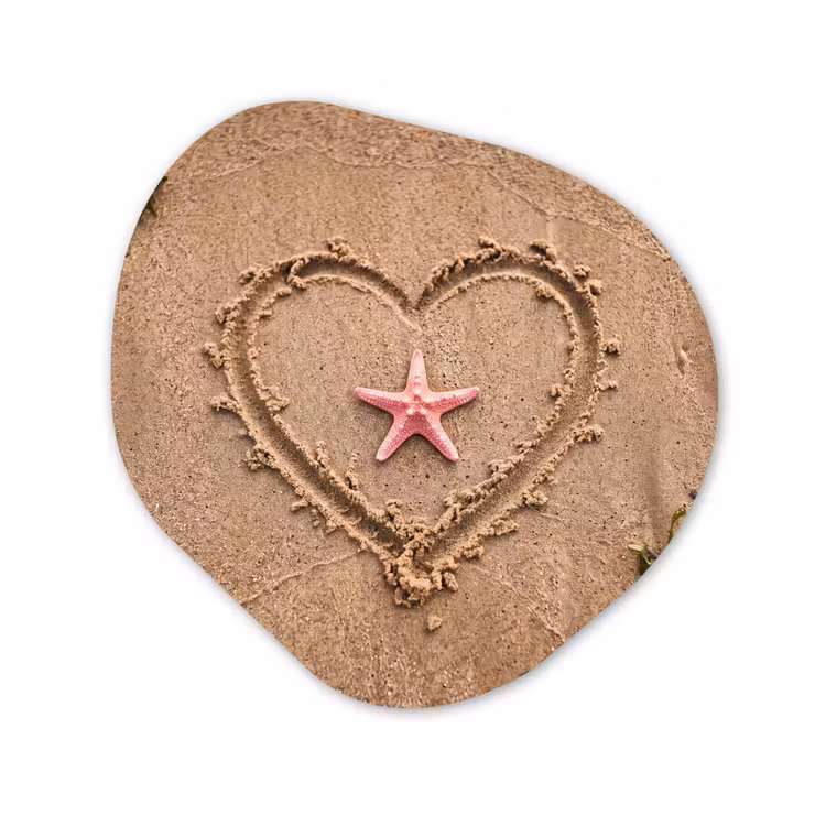 Dieren - Hart - Strand - Zand - Roze Wandcirkel Organisch Aluminium middel -3d