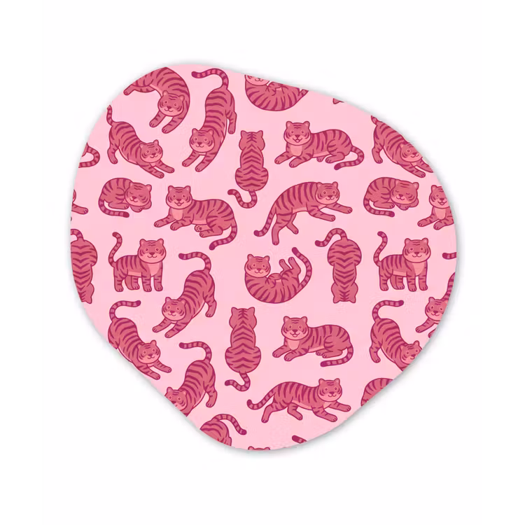 Dieren - Patroon - Roze - Speels - Cartoon Wandcirkel Organisch Aluminium middel -3d