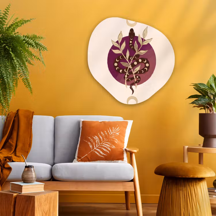Dieren - Slang - Maan - Mystiek - Abstract Wandcirkel Organisch Aluminium middel -sfeer4