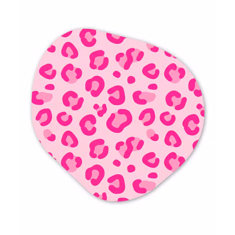 Dierenprint - Patroon - Abstract - Modern - Roze Wandcirkel Organisch Aluminium middel -3d