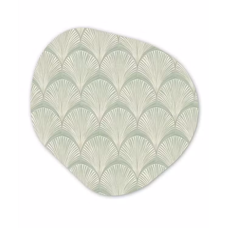 Waaiers - Patroon - Groen Wandcirkel Organisch Aluminium middel 851 -3d