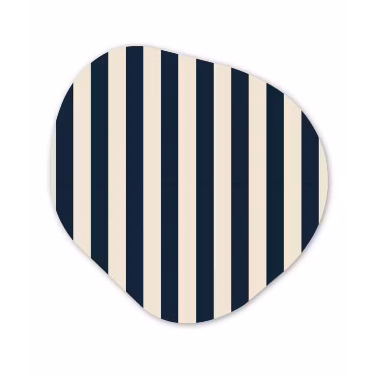 Verticale strepen - Blauw - Crème Wandcirkel Organisch Aluminium middel 851 -3d