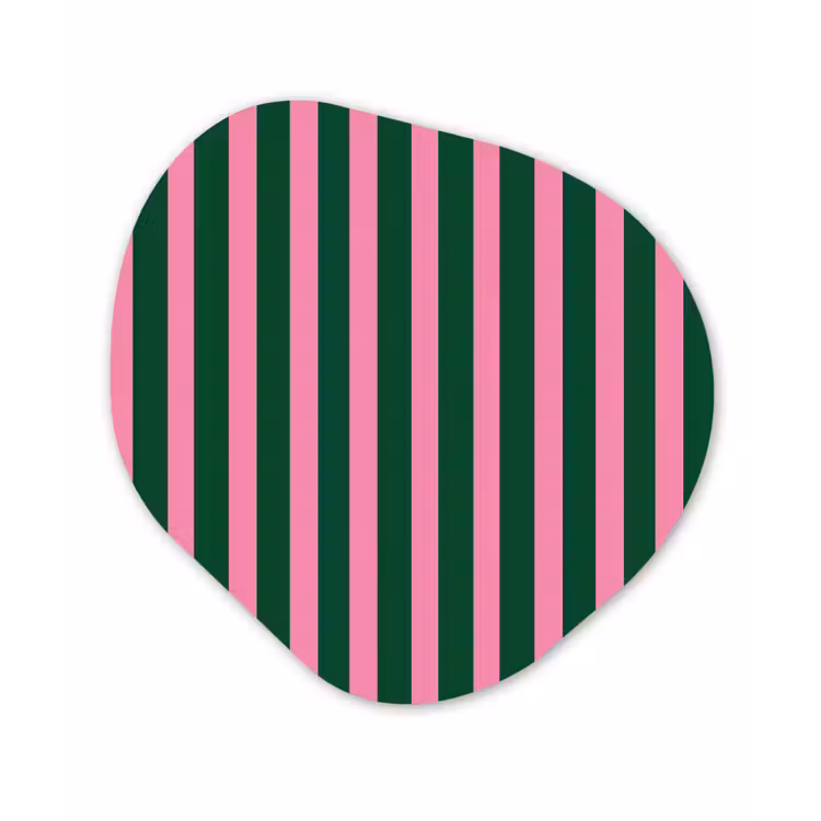 Verticale strepen - Groen - Roze Wandcirkel Organisch Aluminium middel 851 -3d