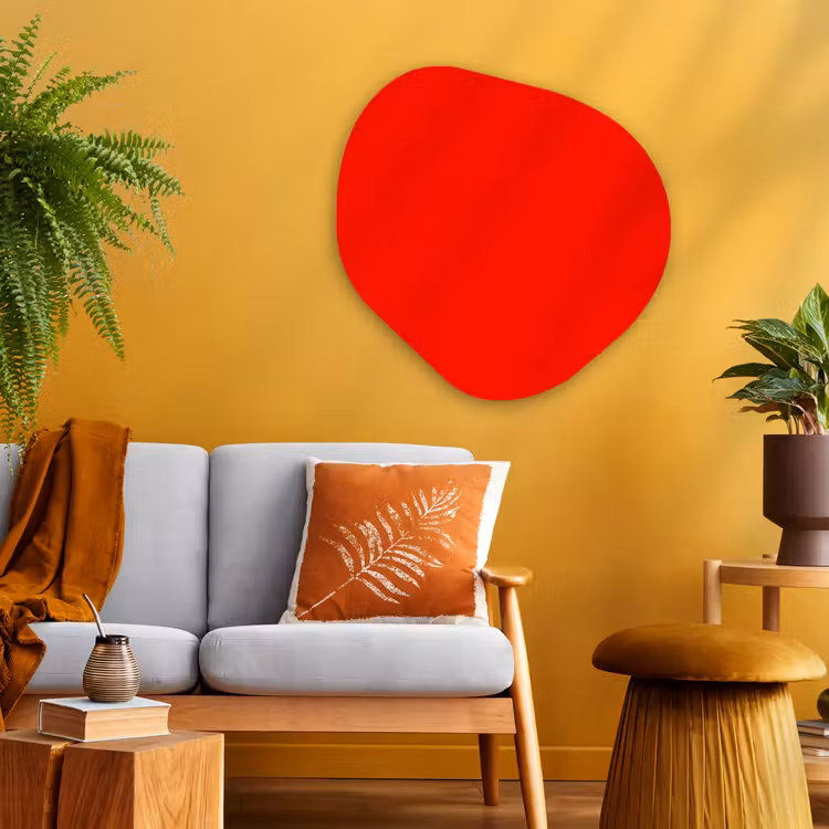 Vibrant - Vermilion - Rood Wandcirkel Organisch Aluminium middel 851 -sfeer4