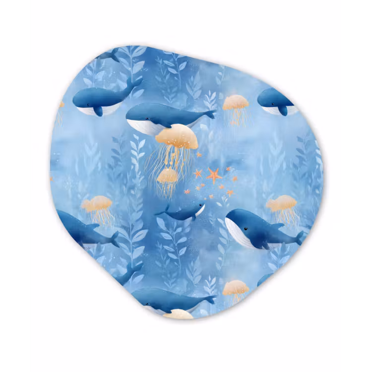 Walvissen - Oceaan - Blauw Wandcirkel Organisch Aluminium middel 851 -3d