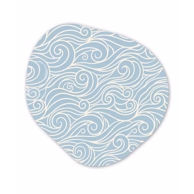 Golf - Abstract - Natuur - Modern - Blauw Wandcirkel Organisch Aluminium middel -3d