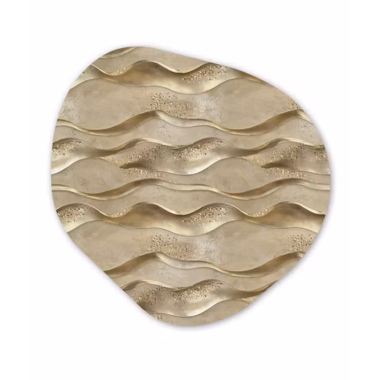 Golven - Patroon - Goud Wandcirkel Organisch Aluminium middel 851 -3d