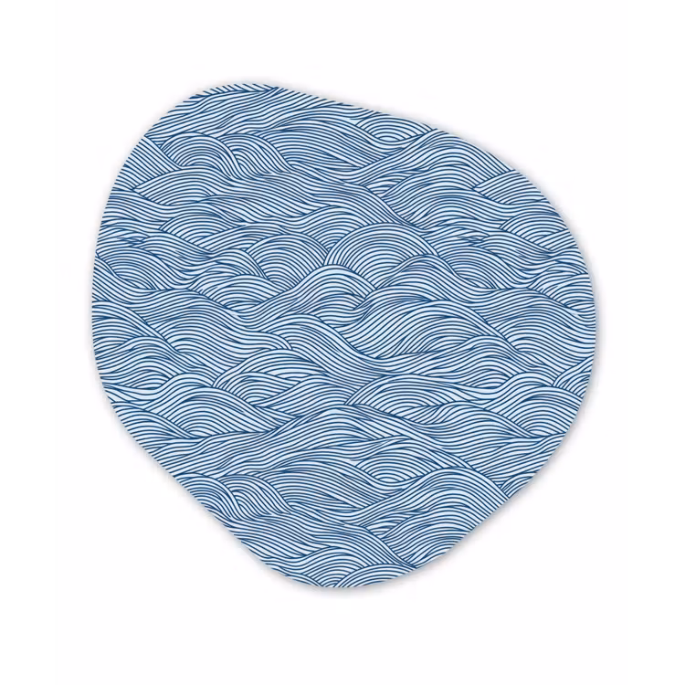 Golven - Ritmisch - Blauw Wandcirkel Organisch Aluminium middel 851 -3d