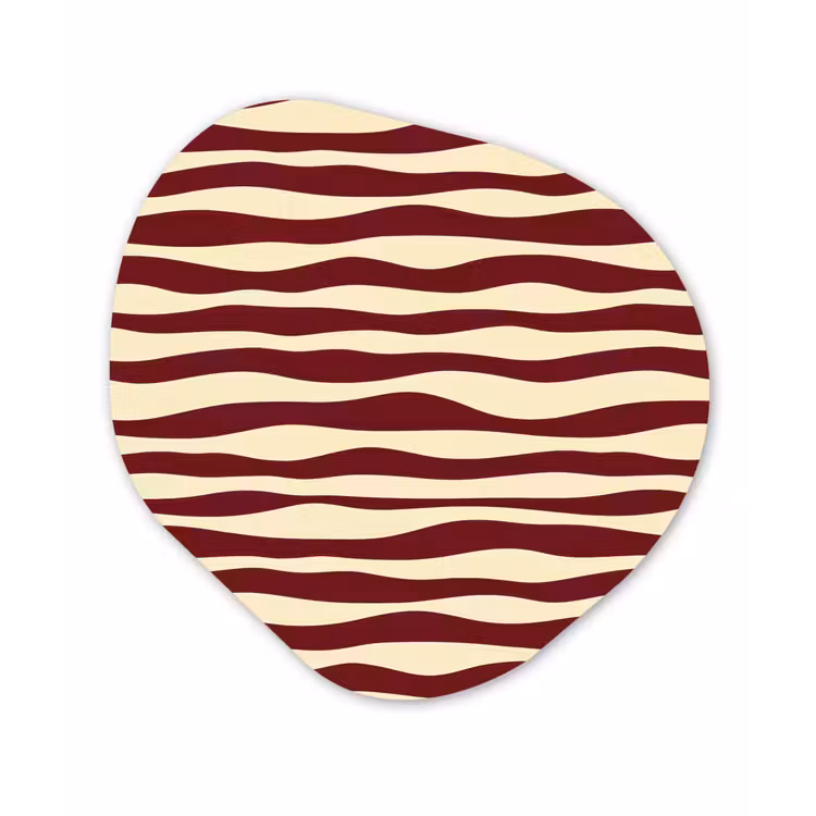 Golven - Rood - Patroon - Crème Wandcirkel Organisch Aluminium middel 851 -3d