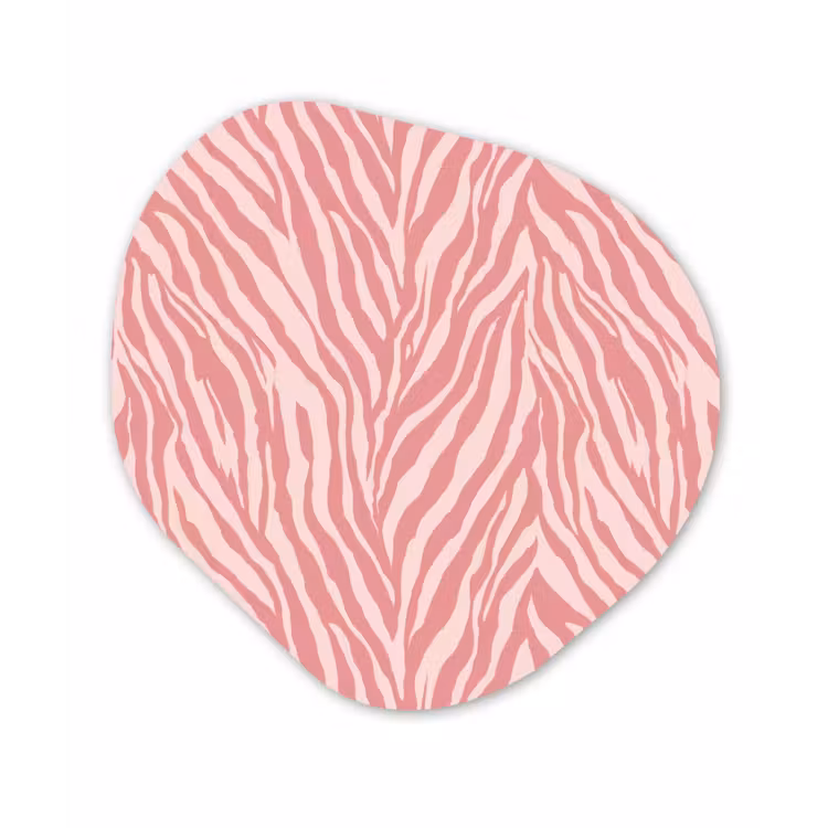 Zebra - Print - Roze Wandcirkel Organisch Aluminium middel 851 -3d