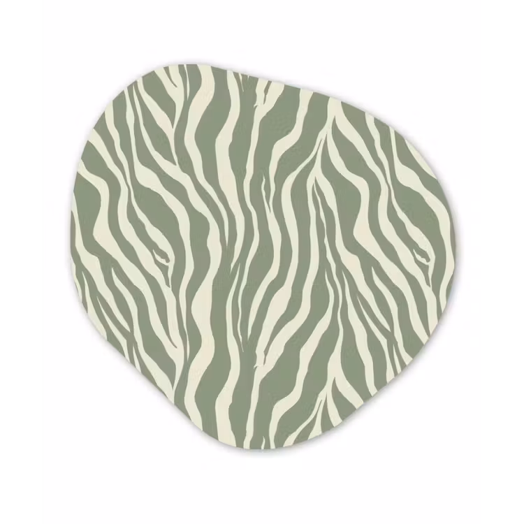 Zebra - Motief - Groen Wandcirkel Organisch Aluminium middel 851 -3d