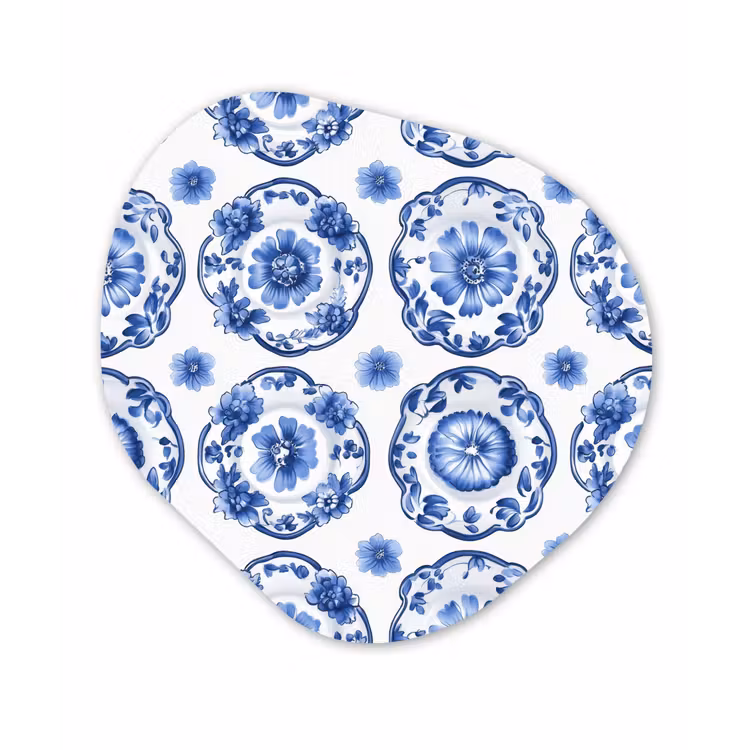 Sierborden - Bloemen - Blauw Wandcirkel Organisch Aluminium middel 851 -3d