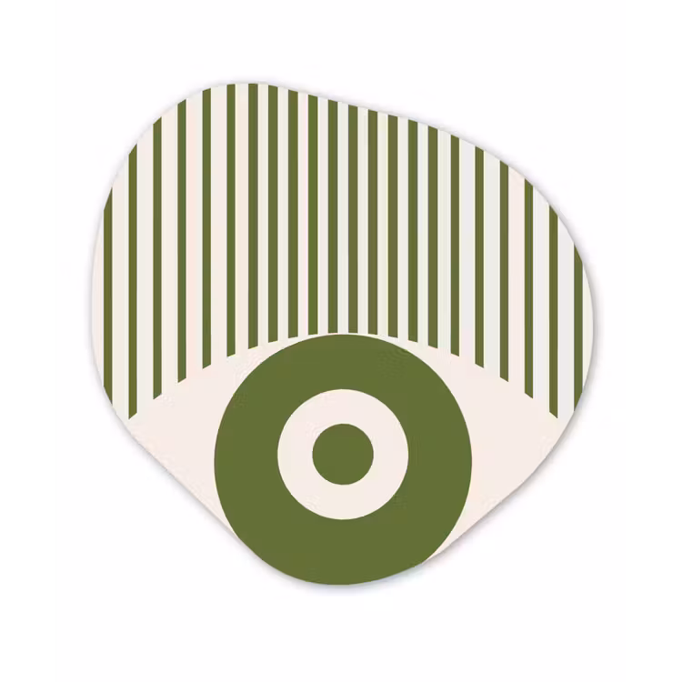 Abstract - Oog - Strepen - Modern - Groen Wandcirkel Organisch Aluminium middel -3d