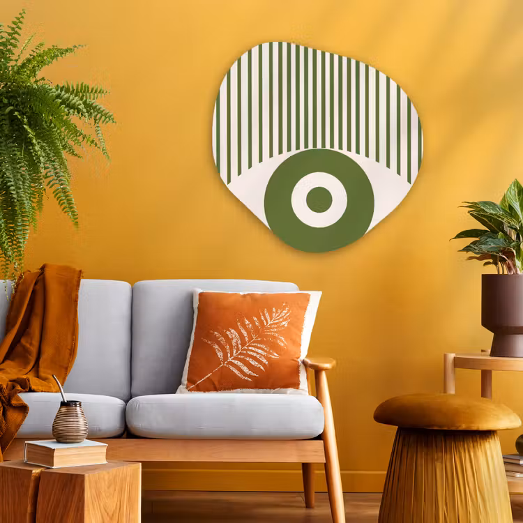 Abstract - Oog - Strepen - Modern - Groen Wandcirkel Organisch Aluminium middel -sfeer4