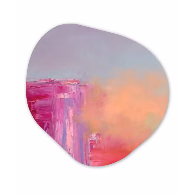 Abstract - Kleuren - Modern - Roze Wandcirkel Organisch Aluminium middel -3d