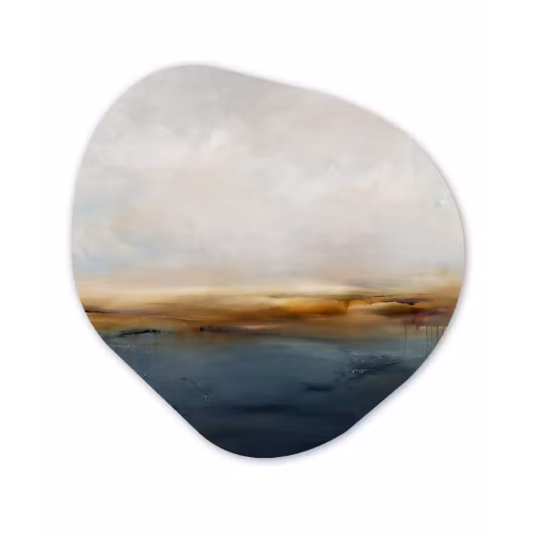 Abstract - Horizon - Water - Modern - Beige Wandcirkel Organisch Aluminium middel -3d