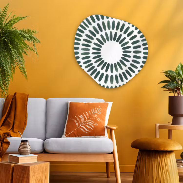 Abstract - Cirkel - Patroon - Modern - Groen Wandcirkel Organisch Aluminium middel -sfeer4