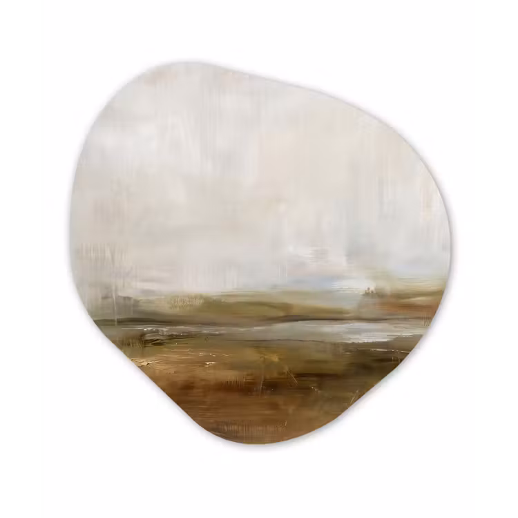 Abstract - Landschap - Natuur - Beige - Bruin Wandcirkel Organisch Aluminium middel -3d